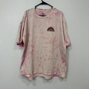 SUN CULT Tie Dye Skull Angel Wings Graphic T Shirt‎ 2XL Pink Beige Oversized